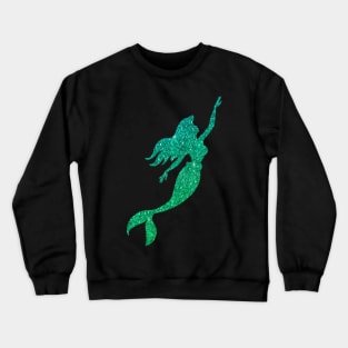 Blue and Green Ombre Faux Glitter Mermaid Silhouette Crewneck Sweatshirt